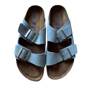 Birkenstock Size 40 Light Blue Arizona Sandal Leather Casual Classic